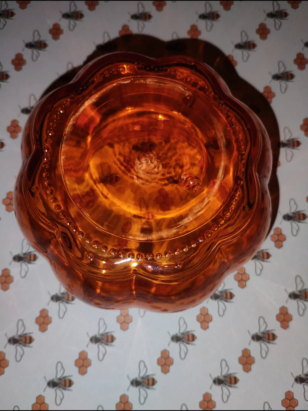 Amber Glass Pumpkin Candy Jar with Lid